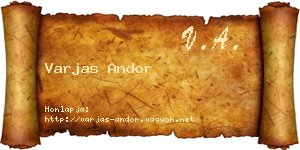 Varjas Andor névjegykártya